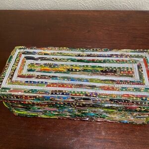 Vintage, Unique, Indian/Boho, Beaded Trinket Box, with Colorful Glass Beads